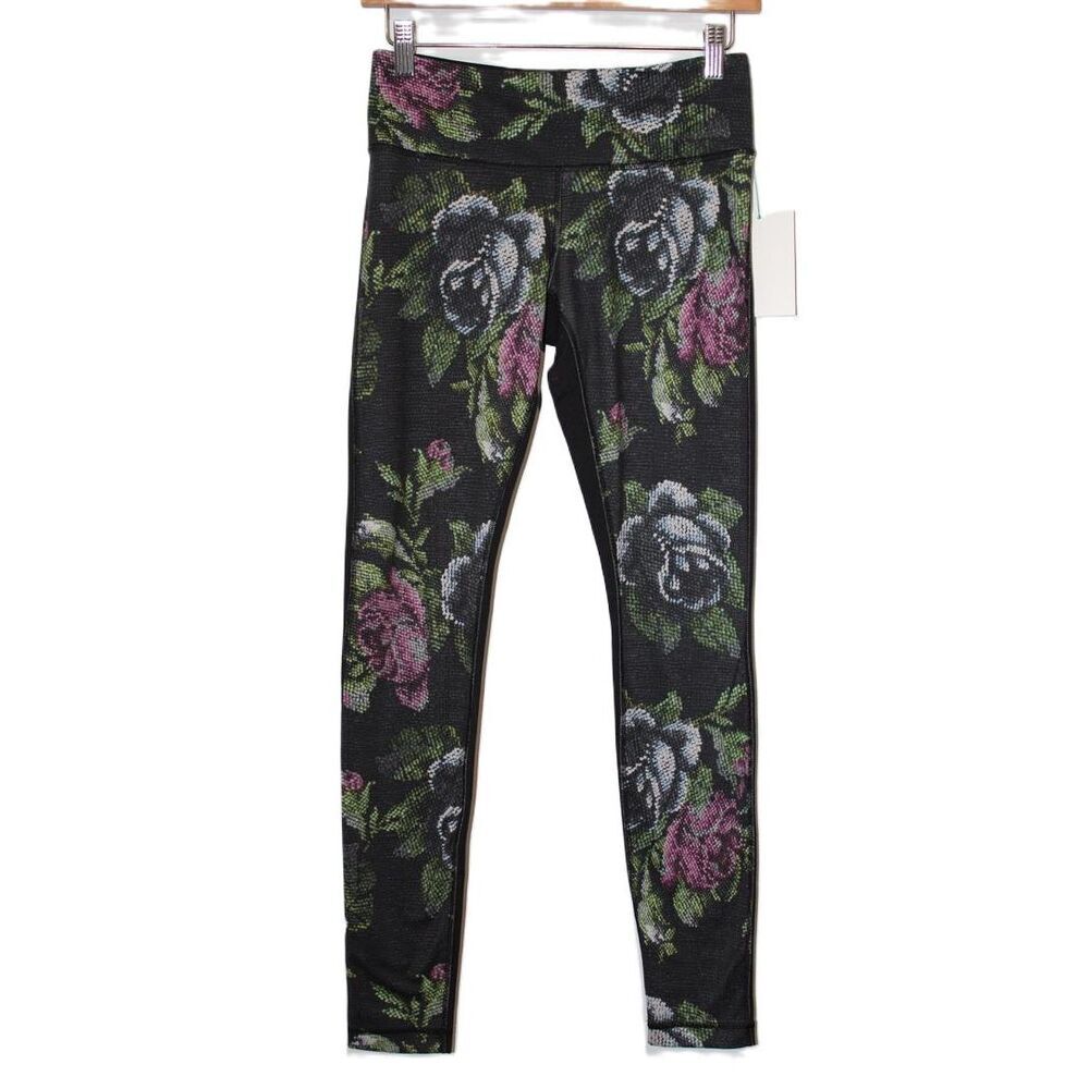 Lululemon Wunder Under Leggings Black Pink Green Blue Purple White Floral Size 6